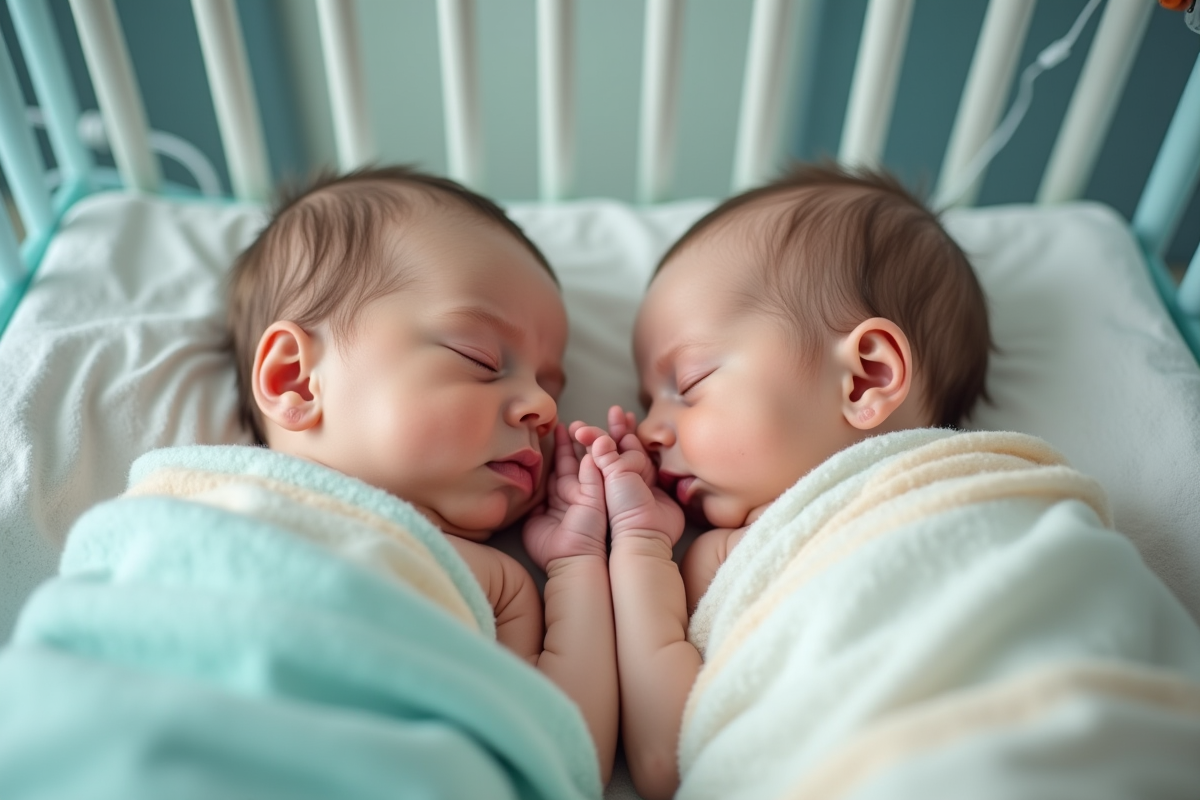 Bébés jumeaux endormis dans un lit d
