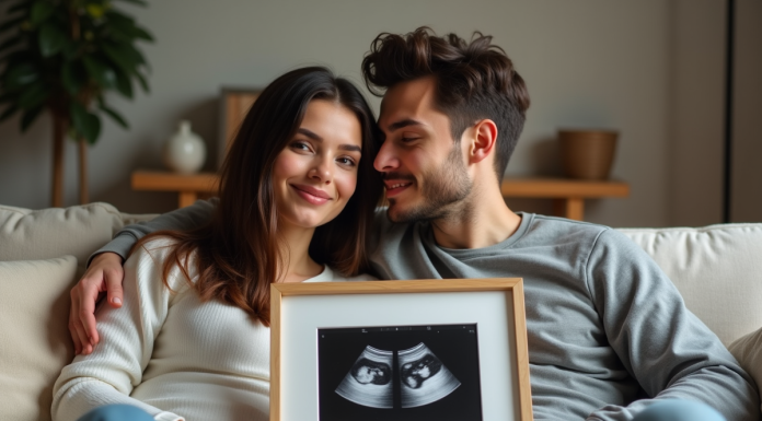 Jumeaux : naissent-ils de la mère ou du père ? Jeune couple regardant l'échographie de leurs jumeaux