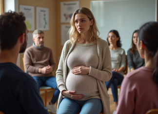 Femme enceinte en cours de préparation à la parentalite