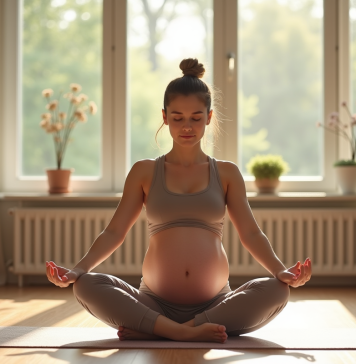 Sport pour femme enceinte : idées et bienfaits pendant la grossesse Femme enceinte pratiquant yoga dans un salon lumineux