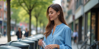 Pollution : comment agir au quotidien pour limiter les impacts ? Jeune femme recyclant dans une ville urbaine
