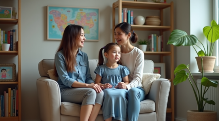 Enfant : qui consulter pour un suivi professionnel et adapté à ses besoins ? Fille de 7 ans avec sa mère dans un cabinet de conseil