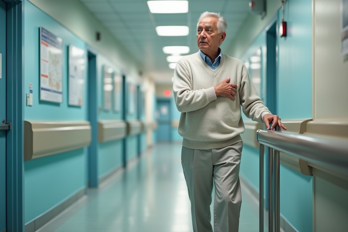 Homme âgé dans un couloir d