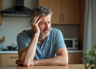 Pire douleur au monde pour un humain : causes et solutions pour y remédier Homme d'âge moyen en réflexion dans la cuisine