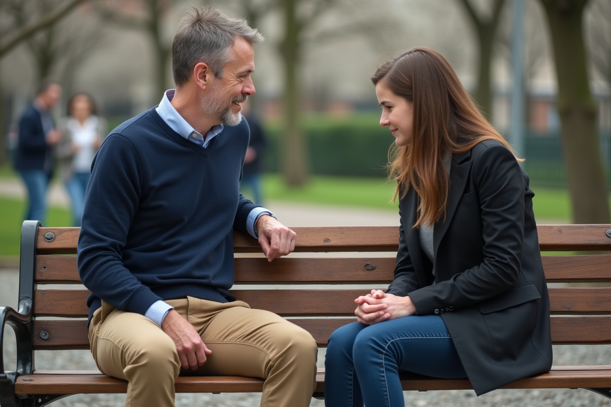 Homme en soutien à un collègue stressé au parc