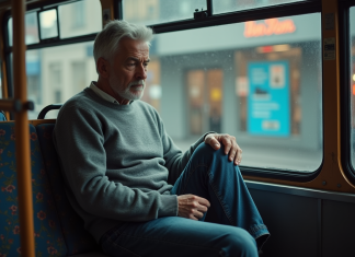 Reconnaître une personne déséquilibrée : signes et conseils pour agir Homme d'âge moyen assis seul dans un bus urbain