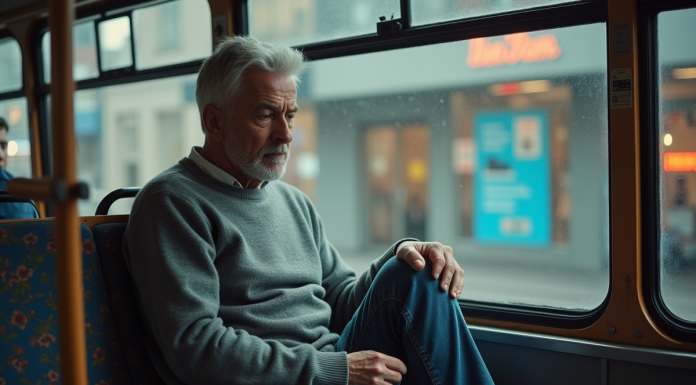 Reconnaître une personne déséquilibrée : signes et conseils pour agir Homme d'âge moyen assis seul dans un bus urbain
