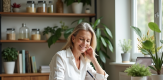 Salaire naturopathe : Quel est le salaire moyen d’un naturopathe ? Naturopathe femme souriante dans son bureau lumineux