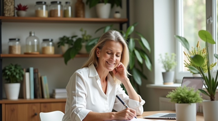 Salaire naturopathe : Quel est le salaire moyen d’un naturopathe ? Naturopathe femme souriante dans son bureau lumineux