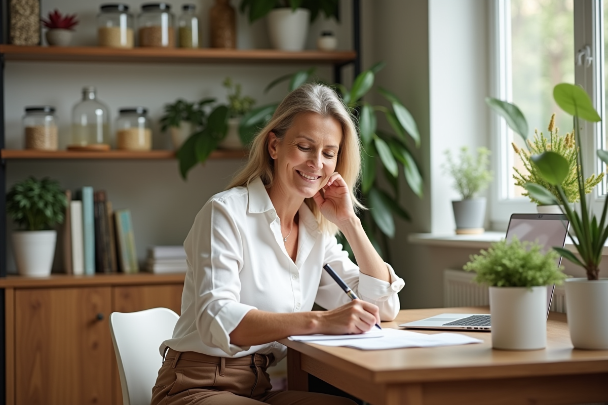 Naturopathe femme souriante dans son bureau lumineux