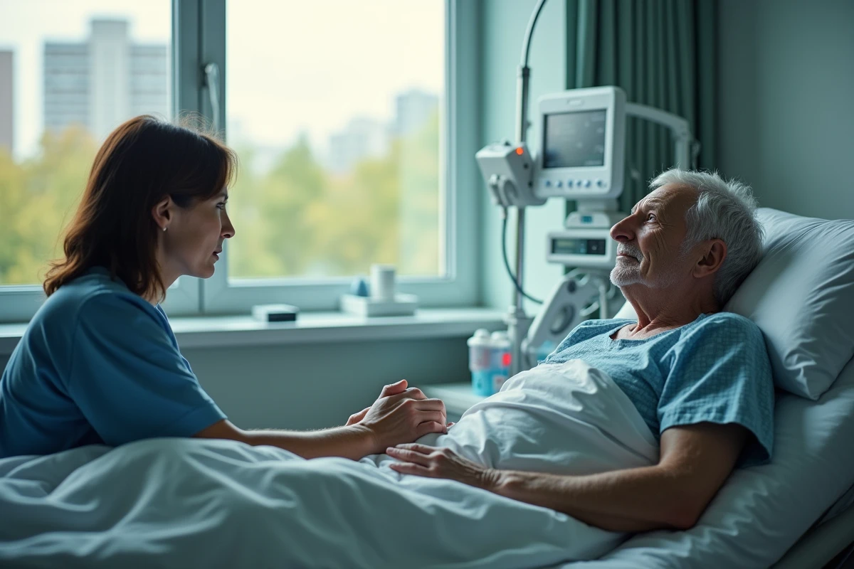 Patient âgé allongé dans son lit d