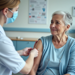 Femme senior recevant un vaccin en clinique moderne
